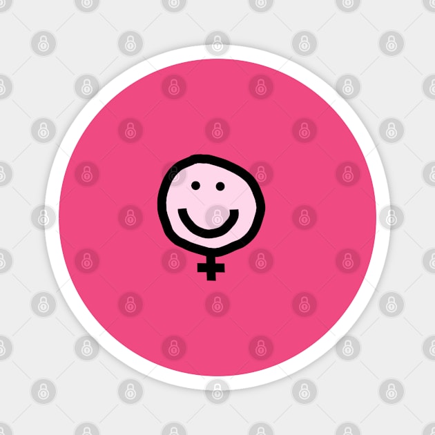 Small Female Smiley Face in Pink Magnet by ellenhenryart